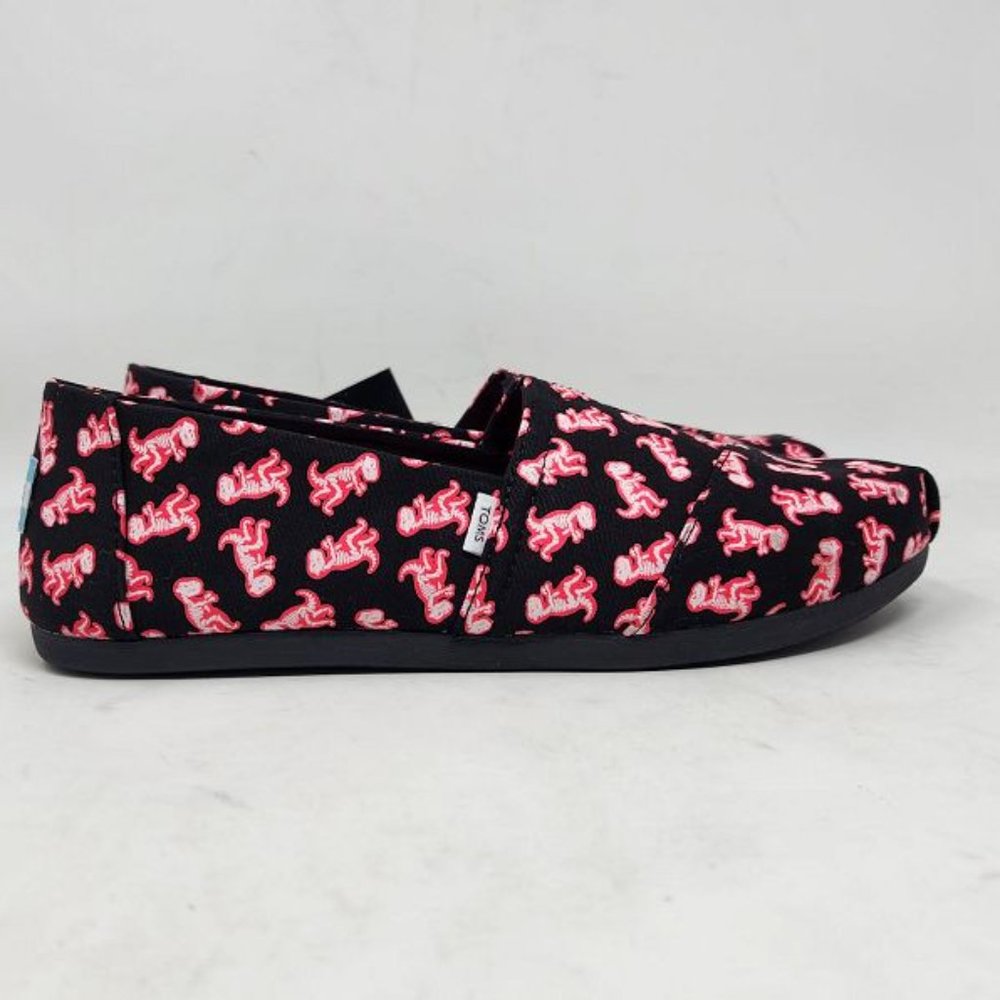 New women's dinosaurs Toms glow in the dark neon pink T-Rex skeleton print shoes - Picture 3 of 9